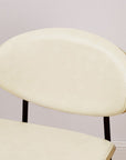Set of Two Off White and Black Upholstered Faux Leather Curved Back Dining Side Chairs