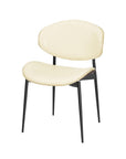 Set of Two Off White and Black Upholstered Faux Leather Curved Back Dining Side Chairs