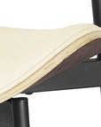 Set of Two Off White and Black Upholstered Faux Leather Curved Back Dining Side Chairs