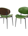 Set of Two Off White and Black Upholstered Faux Leather Curved Back Dining Side Chairs