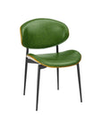 Set of Two Off White and Black Upholstered Faux Leather Curved Back Dining Side Chairs
