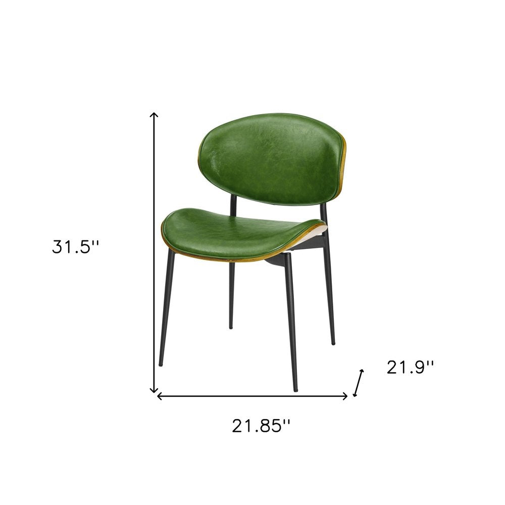 Set of Two Off White and Black Upholstered Faux Leather Curved Back Dining Side Chairs