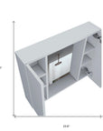 24" White Wood Wall Mounted Double Door Medicine Cabinet