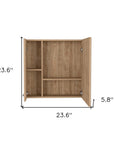 24" Natural Wood Wall Mounted Double Door Medicine Cabinet