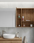 24" Natural Wood Wall Mounted Double Door Medicine Cabinet