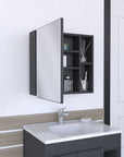 20" Black Wood Wall Mounted Single Door Medicine Cabinet