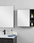 20" Black Wood Wall Mounted Single Door Medicine Cabinet