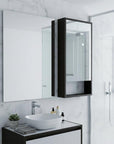 18" Black Wood Wall Mounted Single Door Medicine Cabinet