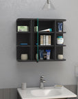 24" Black Wood Wall Mounted Single Door Medicine Cabinet