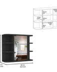 24" Black Wood Wall Mounted Single Door Medicine Cabinet