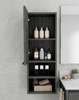 12" Smoky Black Wood Wall Mounted Single Door Medicine Cabinet