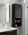 12" Black Wood Wall Mounted Single Door Medicine Cabinet