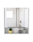 24" White Wood Wall Mounted Double Door Medicine Cabinet