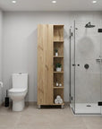 20" Natural Wood Single Door Linen Cabinet