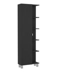 20" Black Wood Single Door Linen Cabinet