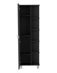 20" Black Wood Single Door Linen Cabinet