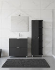 20" Black Wood Single Door Linen Cabinet