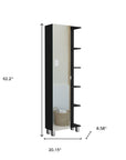 20" Black Wood Single Door Linen Cabinet
