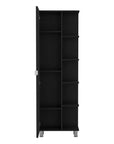 20" Black Wood Single Door Linen Cabinet