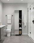 20" Black Wood Single Door Linen Cabinet