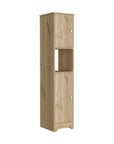 14" Natural Wood Double Door Linen Cabinet