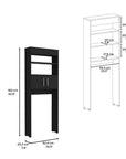 25" Black Wood Recessed Double Door Over-the-Toilet Storage