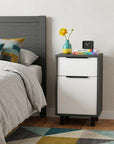 28" Gray Wood One Drawer Nightstand