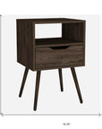 25" Brown Wood One Drawer Nightstand