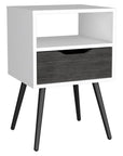 25" Gray Wood One Drawer Nightstand