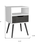 25" Gray Wood One Drawer Nightstand