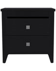 24" Black Wood Two Drawer Nightstand