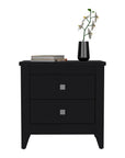 24" Black Wood Two Drawer Nightstand