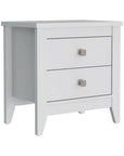 24" White Two Drawer Faux Wood Nightstand