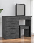 39" Gray Wood Four Drawer Vanity Table