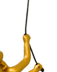 Set of Two Gold Resin Climbing Man Hanging Dimensional Sculpture