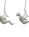 Set of Two Silver Resin Climbing Man Hanging Dimensional Sculpture