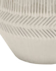 33" Ivory Ceramic Geometric Table Lamp With Cream Drum Shade
