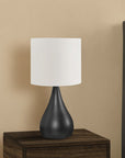 Set of Two 18" Black Metal Round Table Lamps With Ivory Drum Shade