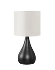 Set of Two 18" Black Metal Round Table Lamps With Ivory Drum Shade