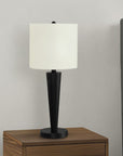 Set of Two 24" Black Metal Candlestick USB Table Lamps With Ivory Drum Shade