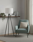 63" Black LED Light Changing Floor Lamp With Cream Fabric Drum Shade