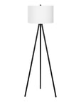 63" Black LED Light Changing Floor Lamp With Cream Fabric Drum Shade