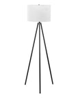 63" Black LED Light Changing Floor Lamp With Cream Fabric Drum Shade