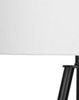63" Black LED Light Changing Floor Lamp With Cream Fabric Drum Shade