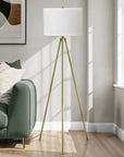 63" Matte Gold Floor Lamp with Cream Drum Shade