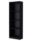 71" Black Wood Four Tier Bookcase