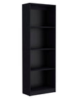 71" Black Wood Four Tier Bookcase