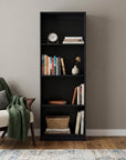 71" Black Wood Four Tier Bookcase