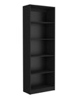 71" Black Wood Five Tier Bookcase