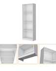 71" White Wood Four Tier Bookcase